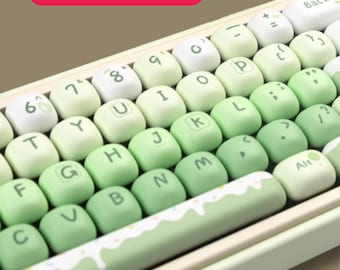 138 Keys Matcha Green Keycap Set | MOG Profile PBT Keycaps | Aesthetic Keyboard Caps | Holiday Gift for Keyboard Lovers