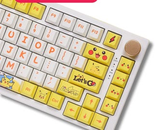 Juego de 126 teclas amarillas para teclado eléctrico | Teclas PBT con perfil Cherry | Teclas personalizadas para teclado mecánico | Compatible con interruptores MX | Teclas para gamers