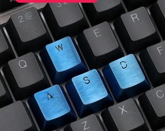 Teclas WASD de acero inoxidable azul, 4 teclas, perfil OEM, compatible con interruptores MX Stem - Envíos hoy
