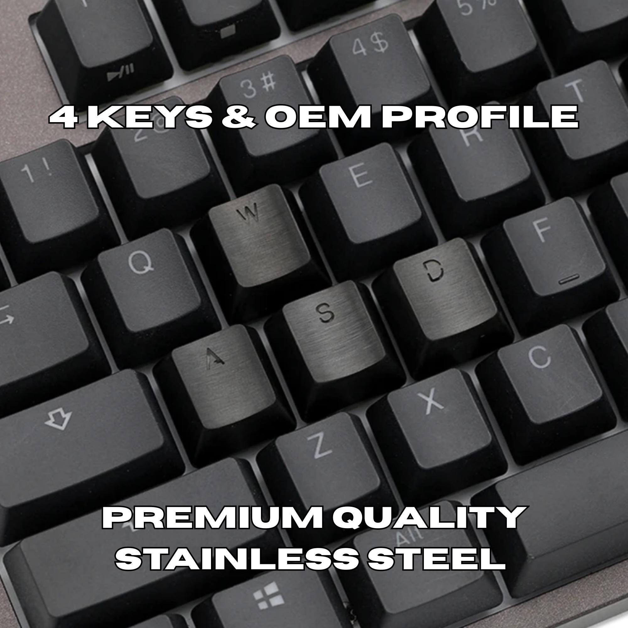 4 Keys Stainless Steel Keycap Set | OEM Profile Metal Keycaps | WASD ...