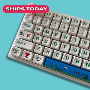 Retro Pixel Keycap Set - Vintage Gaming Keycaps For Mechanical Keyboards | Cute 90s gaming RPG-Inspired Design | Cherry MX Compatible