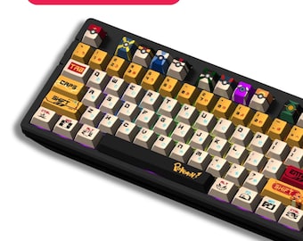 Conjunto de 135 teclas Monster Trainer | Teclas PBT com perfil Cherry | Teclas personalizadas para teclado mecânico | Compatível com switches MX | Teclas para jogos