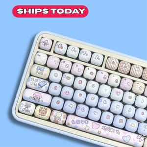 140 Key Pastel Kawaii Keycap Set – MOG Profile Mechanical Keyboard Caps in Cute Cartoon Design