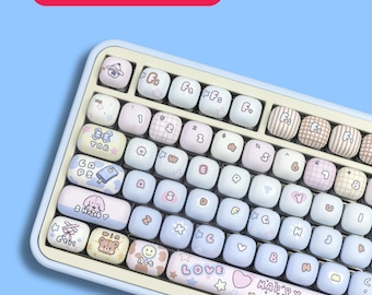 140 Key Pastel Kawaii Keycap Set – MOG Profile Mechanical Keyboard Caps in Cute Cartoon Design