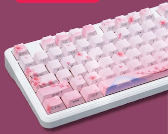 127 Key Sakura Keycap Set – Cherry Profile Japanese Style PBT Mechanical Keyboard Caps