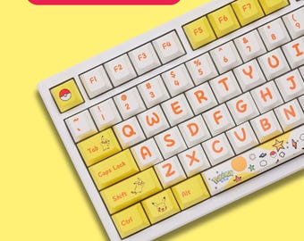 Juego de teclas amarillas con diseño de dibujos animados - 126 teclas PBT con perfil Cherry para teclado mecánico