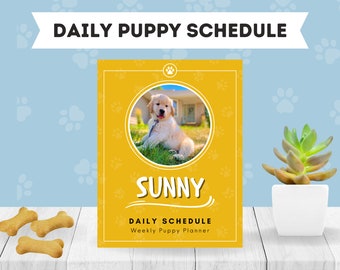 Dagelijks puppyschema | Bewerkbaar in Canva, afdrukbare, digitale puppyschemaplanner
