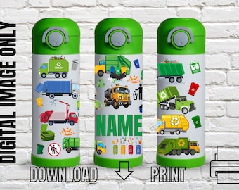Sopbilsplast PNG sublimeringsdesign direkt digital nedladdning barnvattenflaska