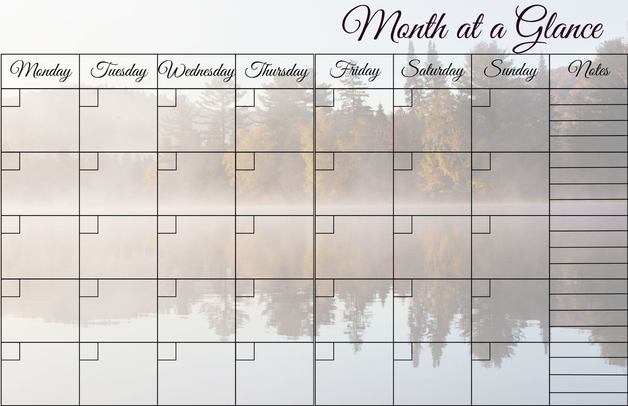 Monthly Overview Pages PDF Printable - Etsy