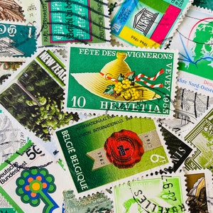 Tema de sello postal en tono verde