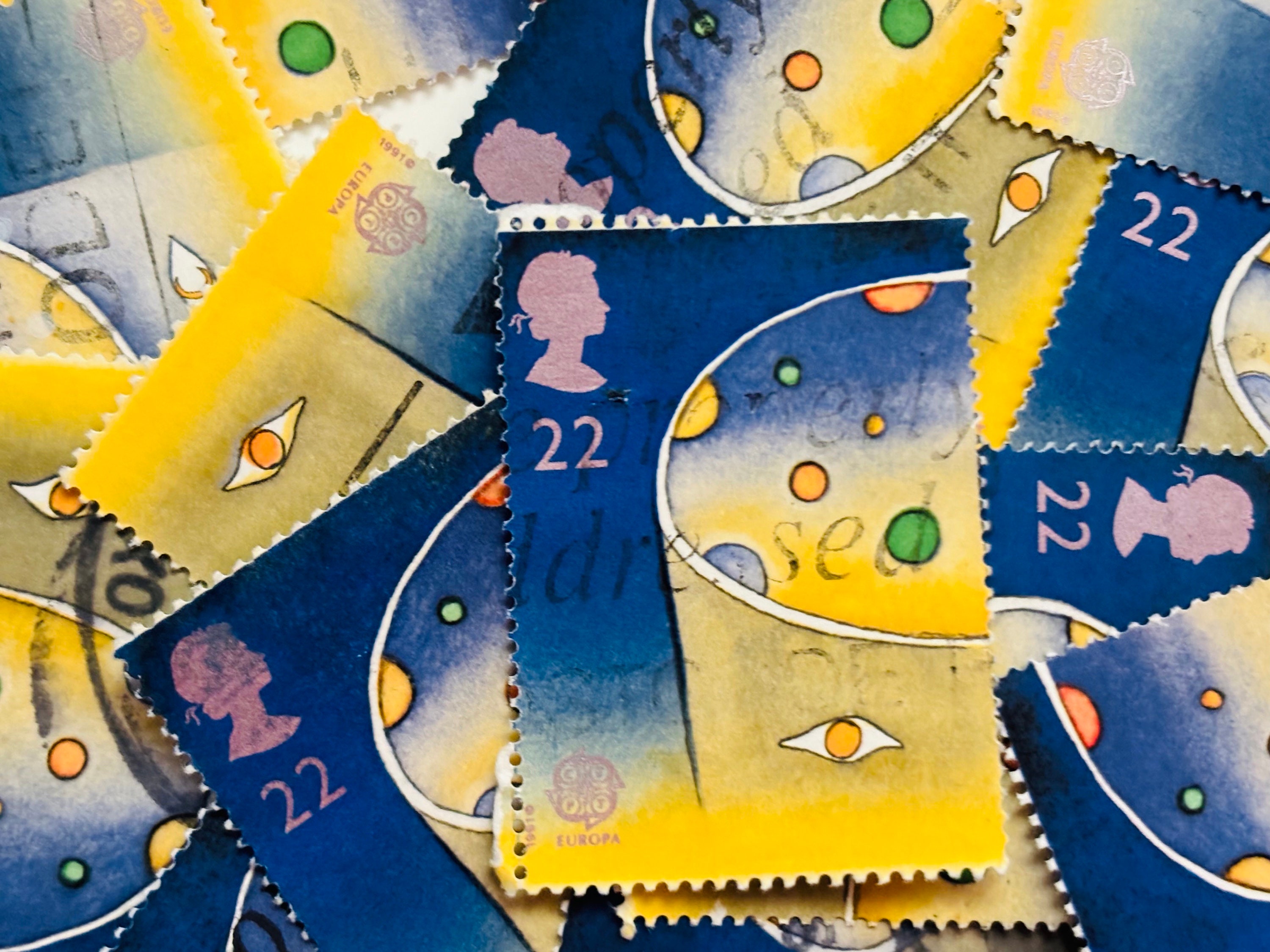 Great Britain Postage Stamps/man Looking at Space/1991 Etsy