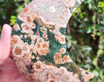 Green sakura crescent moons crystal heart blossom stone