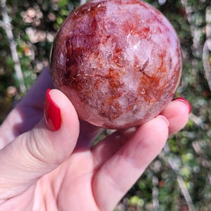 Gorgeous Fire Quartz Sphere With good transparency and flash rainbows!  58mm