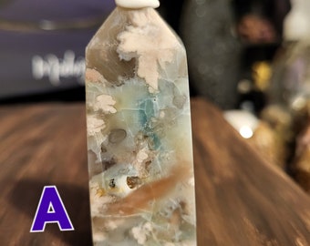 Russian Flower Agate Tower - Gentle, Nourishing, Growth - Green