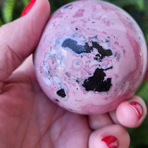 Peruvian Rhodonite sphere BEAUTIFUL piece! Pink crystal sphere