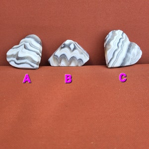 Chocolate calcite banded hearts and freeform