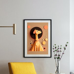 Dog Wall Décor, Retro Dog Art Print, Vintage Art Poster, Dog Lover, Animal Lover, Mid Century Modern, Art Deco, Cozy Home