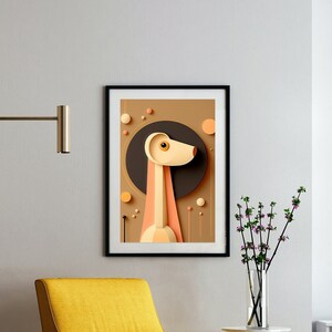 Dog Wall Décor, Dog Art Print, Retro Dog Art Poster, Vintage Dog Lover, Animal Lover, Mid Century Modern, Art Deco, Cozy Home