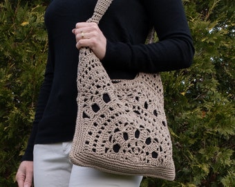 Modello di borsa all'uncinetto / Borsa a tracolla Boho con motivo Sunrise / Borsa di tendenza / Download istantaneo di PDF