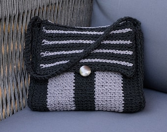 Modello per mini borsa all'uncinetto tunisino / Download PDF digitale / Piccola borsa a righe