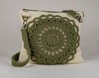 Modello di borsa all'uncinetto / Borsa a tracolla Mandala con tracolla lunga / Borsa di tendenza / Download PDF istantaneo