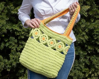 Brighton Bag Crochet Pattern | Fun Shoulder Handbag | Digital PDF Download