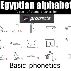 Basic Egyptian phonetic alphabet script stamp brushes Procreate