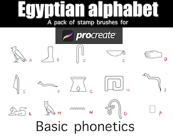 Basic Egyptian phonetic alphabet script stamp brushes Procreate