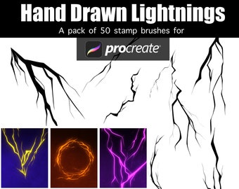 Anime lightning brushes hand drawn effect stamps pack of 50