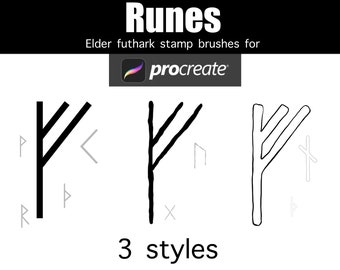 Elder futhark scandinavian runes basic stamp brushes for procreate