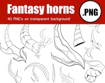 Fantasy demon dragon horns png graphics downloadable transparent background character design