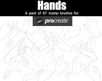 Procreate stamp brushes hands manga anatomy lineart stamps pack of 67