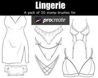 Lingerie stamp brushes procreate pack of 50