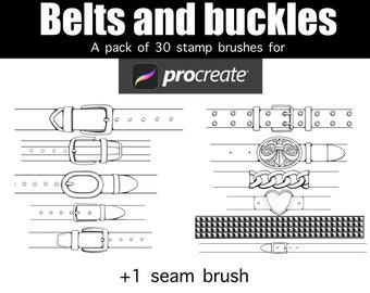 Belts and buckles stamp brushes procreate pack of 30