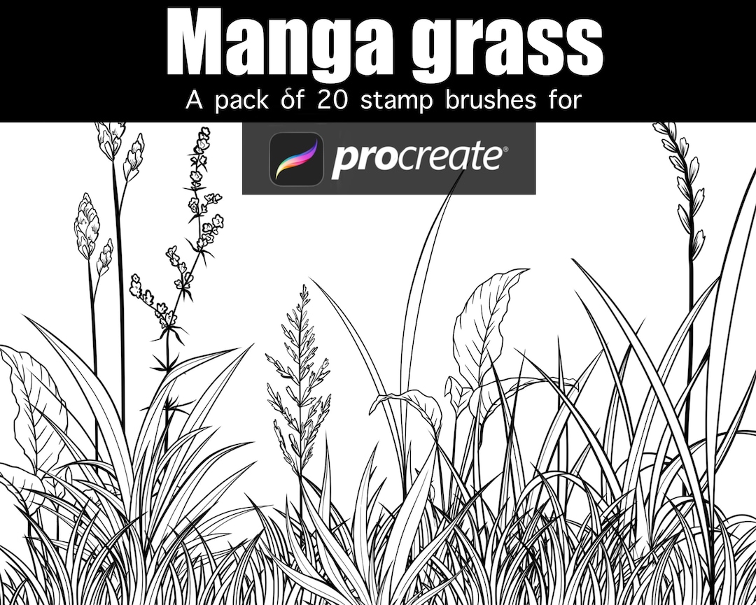 Manga Grass Stamp Brushes for Procreate Pack of 20 - Etsy
