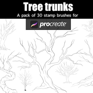 Tree trunks graphics Procreate brushes manga trees stock stamps stamp brushes