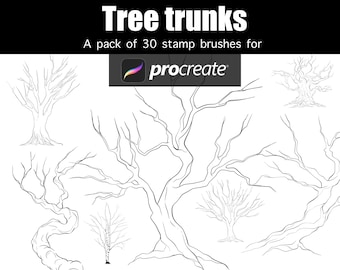 Tree trunks graphics Procreate brushes manga trees stock stamps stamp brushes