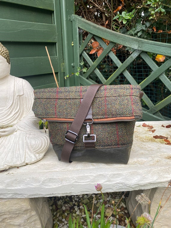 Harris tweed shop leather bag