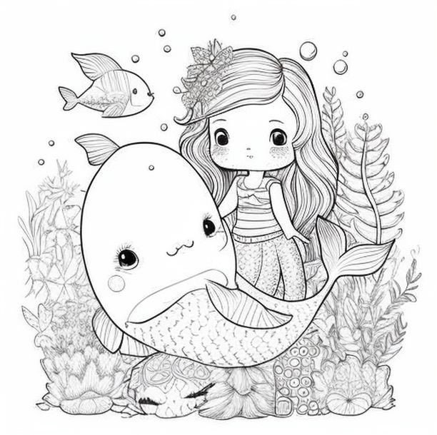 Coloring Book For youths Periods 4-8: 100 Cute Coloring Pages for Girls and Kids  Ages 4-6: Unique Beautiful Mermaids to Color, Fish, Mer-cats