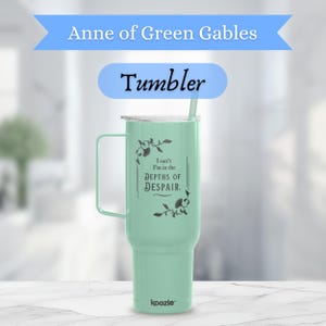 Depths of Despair, Anne of Green Gables, 40 oz Insulated Tumbler Handle, Engraved Water Bottle Straw, Bookish Merch Women, Reader Gift Ideas