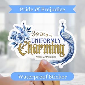 Sticker fierté et préjugés, citation de M. Collins, charme uniforme, cadeau Jane Austen, sticker bouteille d'eau étanche, accessoires livresques pour femmes