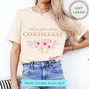 Camiseta ¿Me llamarías Cordelia, por favor?, camiseta de Ana de las Tejas Verdes, regalo para amantes de los libros, Lucy Maud Montgomery, recuerdo de la Isla del Príncipe Eduardo