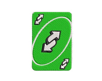 Uno Reverse Card (Green) Embroidered Patch (Board game Card) Meme 3in