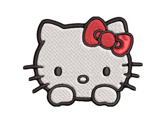 Patch personnalisé brodé Kitty 2,5 pouces; Choisissez du thermocollant, du velcro ou du jet-tag