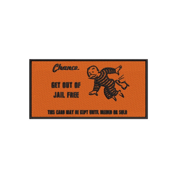 Get out of Jail Free Patch Embroidered Iron-on (Monopoly Chance Card) Meme 3in