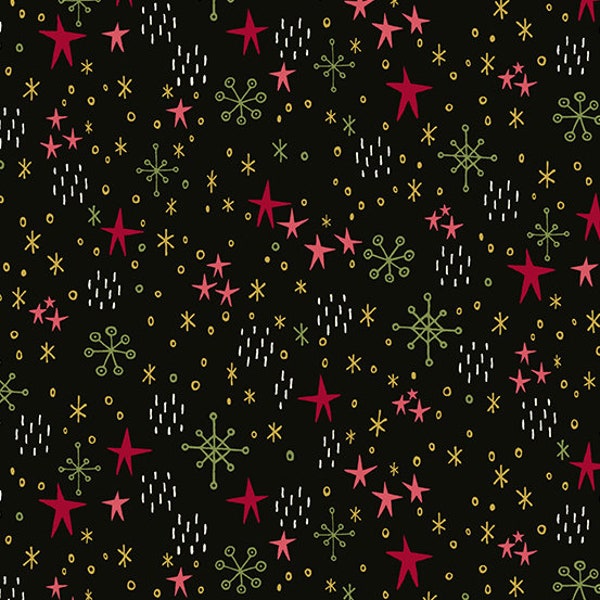 Bird Humbug Quilt Fabric by Andover Fabrics - Midnight First Snow (Black) : A-175-MK