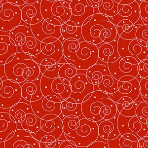 O Christmas Tree Quilt Fabric by Andover Fabrics - Ornament Snow Flurry (Red Swirls) : A-170-R