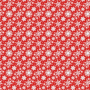 Gnome Wonderland Quilt Fabric by Benartex Kanvas Studios - Snowflakes on Red : KAS12822-10