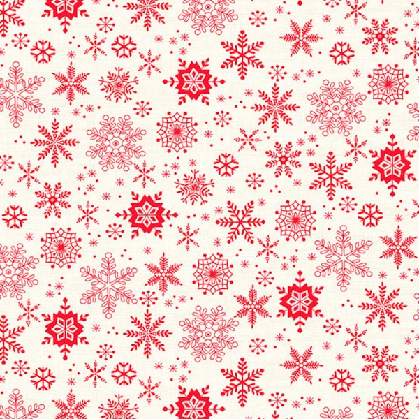 Scandi 2023 by Makower UK for Andover Fabrics - Snowflakes Red : TP-2576-R