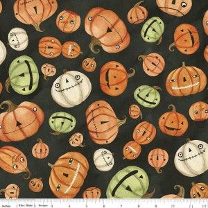 Halloween Whimsy Quilt Fabric by Riley Blake Designs - Black Pumpkins : C11821-Black